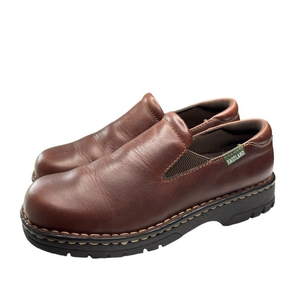 Eastland Newport Slip On Chunky Loafer #3180 Women Shoe SZ 10W Leather Brown Y2K - Picture 7 of 9